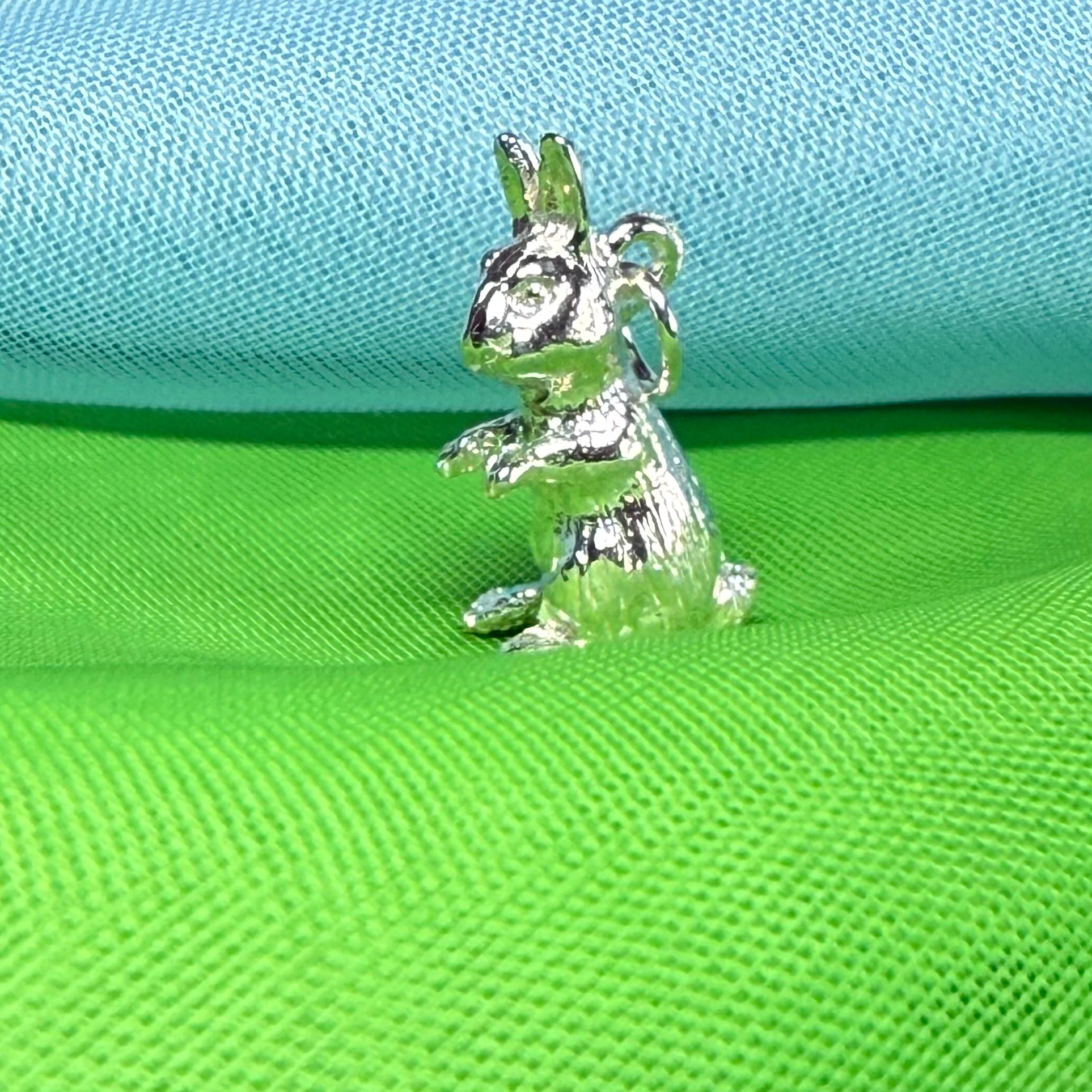 Rabbit charm solid sterling silver