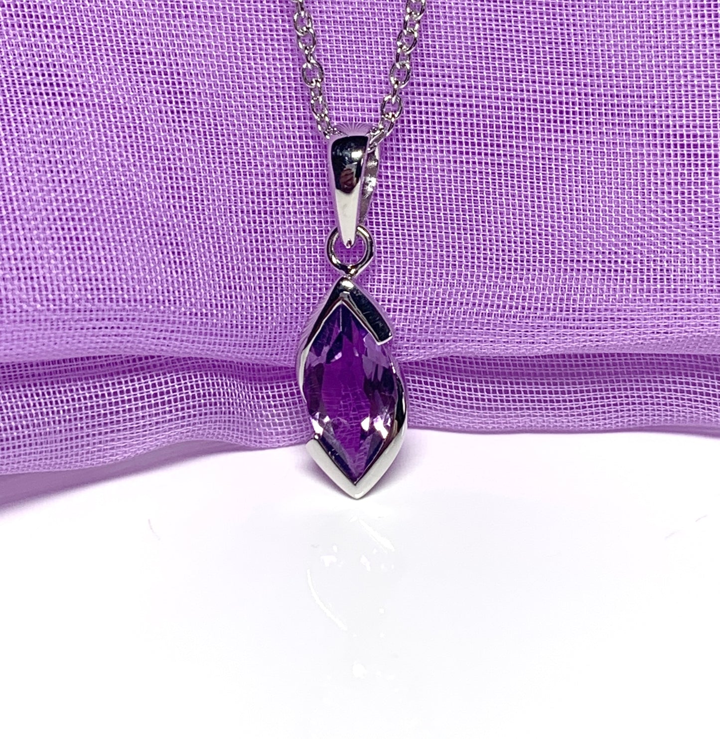 Purple amethyst silver necklace