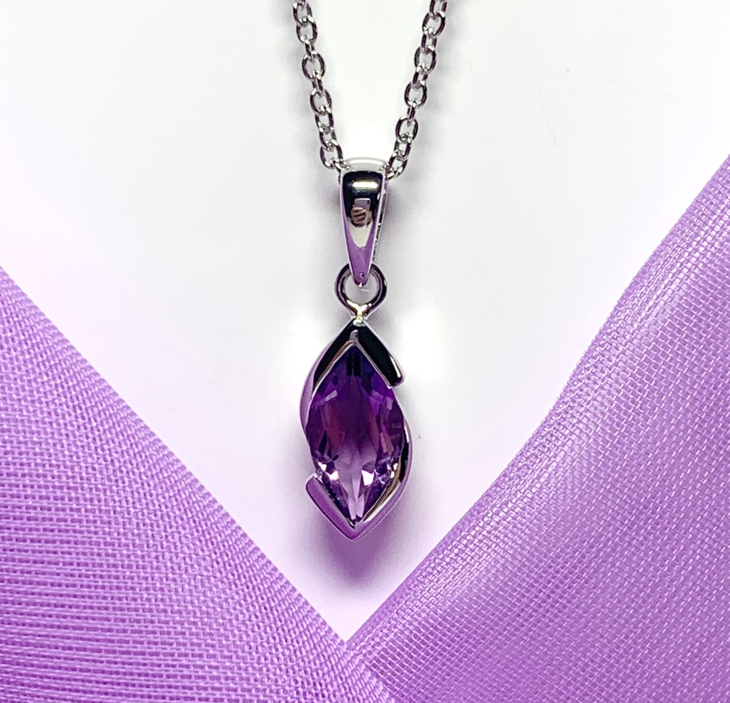 Purple amethyst sterling silver necklace 