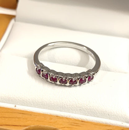 Real red ruby eternity ring white gold