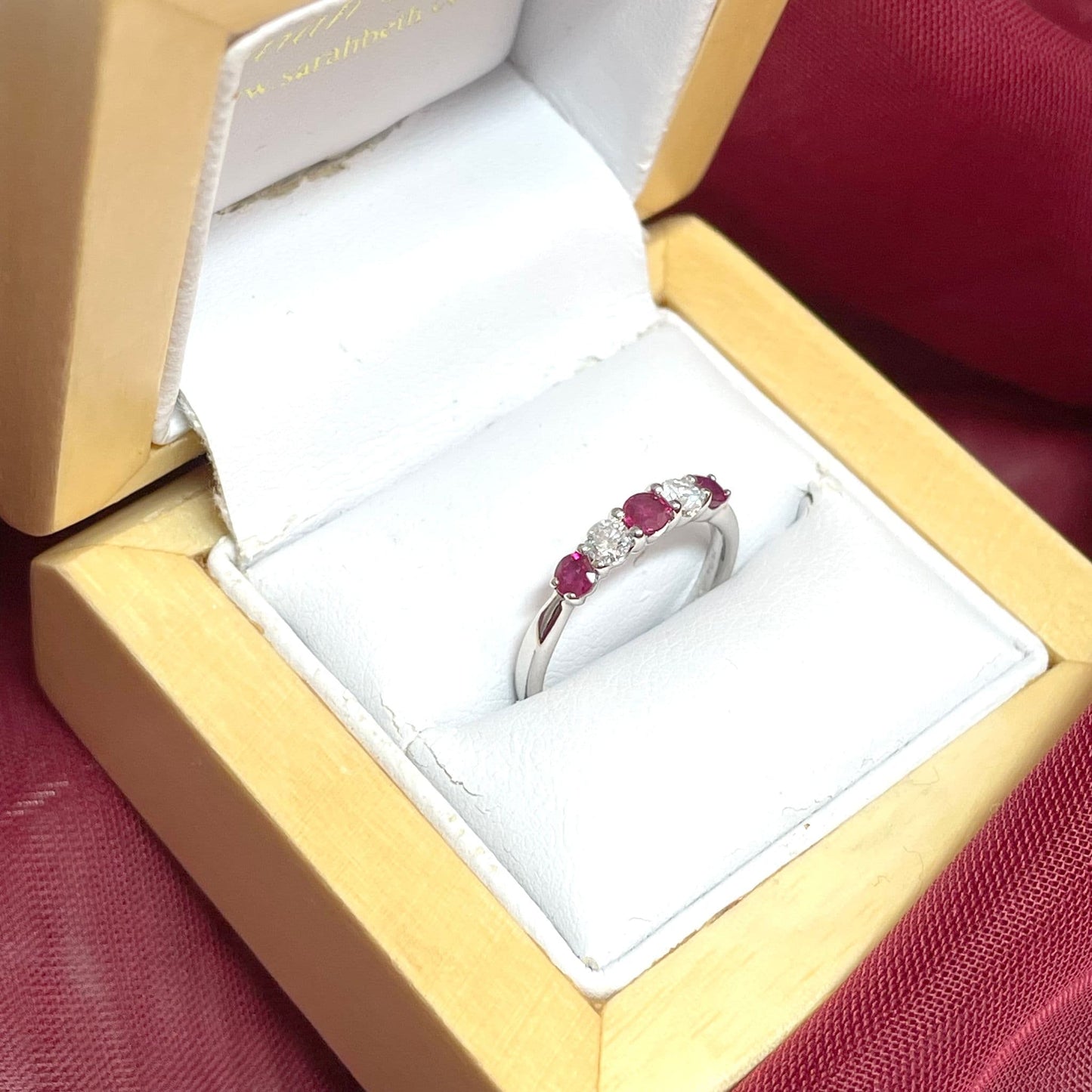 Round Ruby And Diamond White Gold Claw Set Eternity Ring