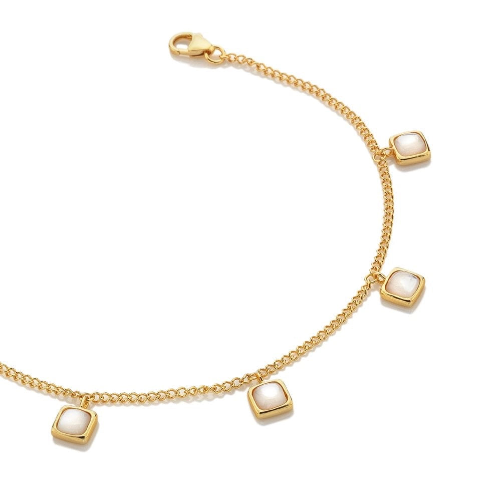 Real Mother of Pearl ladies bracelet or anklet sterling silver gold plated