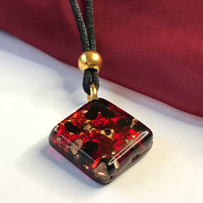 Real Murano Glass red square necklace pendant