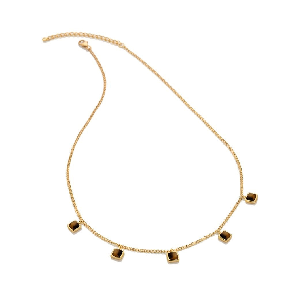 Real Tiger Eye necklace sterling silver gold plated