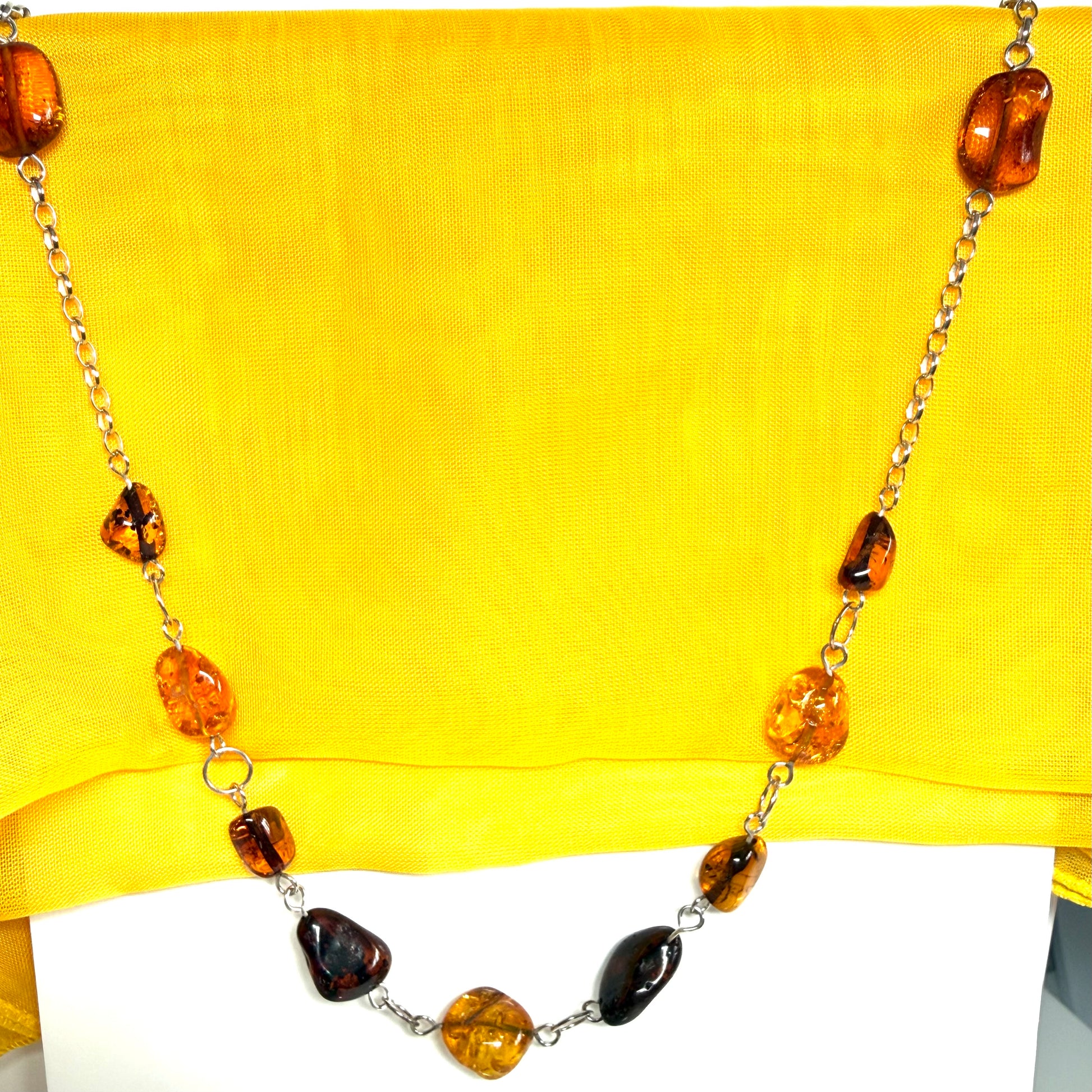 Real amber necklace sterling silver