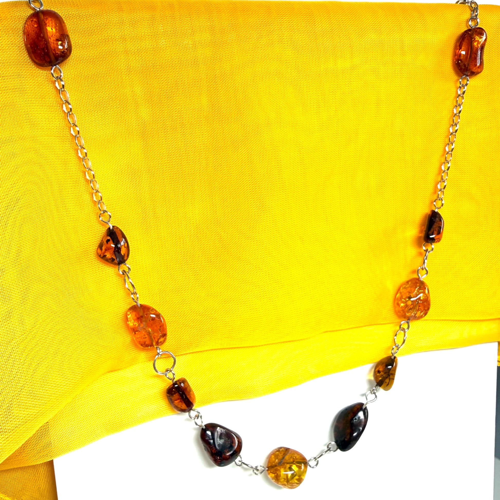 Real amber necklace sterling silver