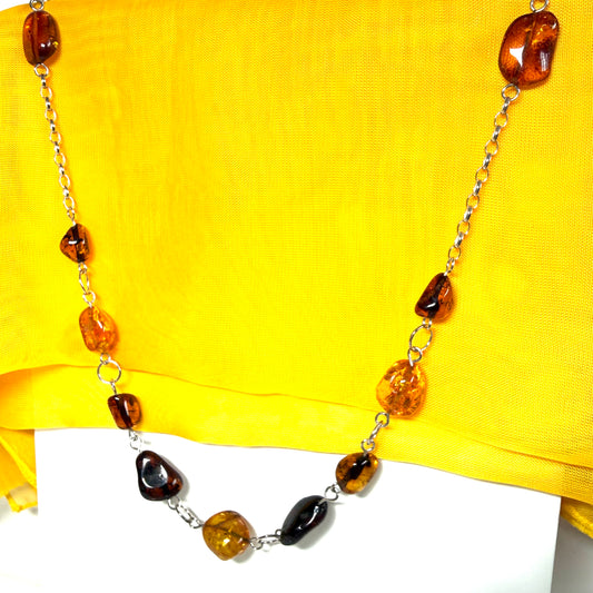 Real amber necklace sterling silver