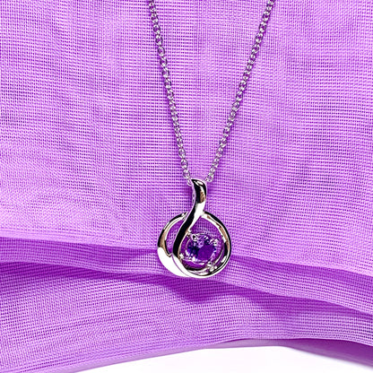 Real amethyst round fancy swirl pendent necklace