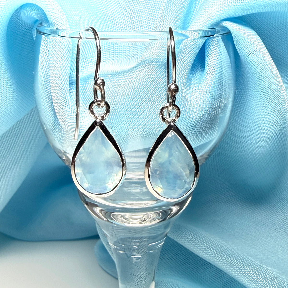 Real aquamarine drop earrings sterling silver pear or teardrop shaped