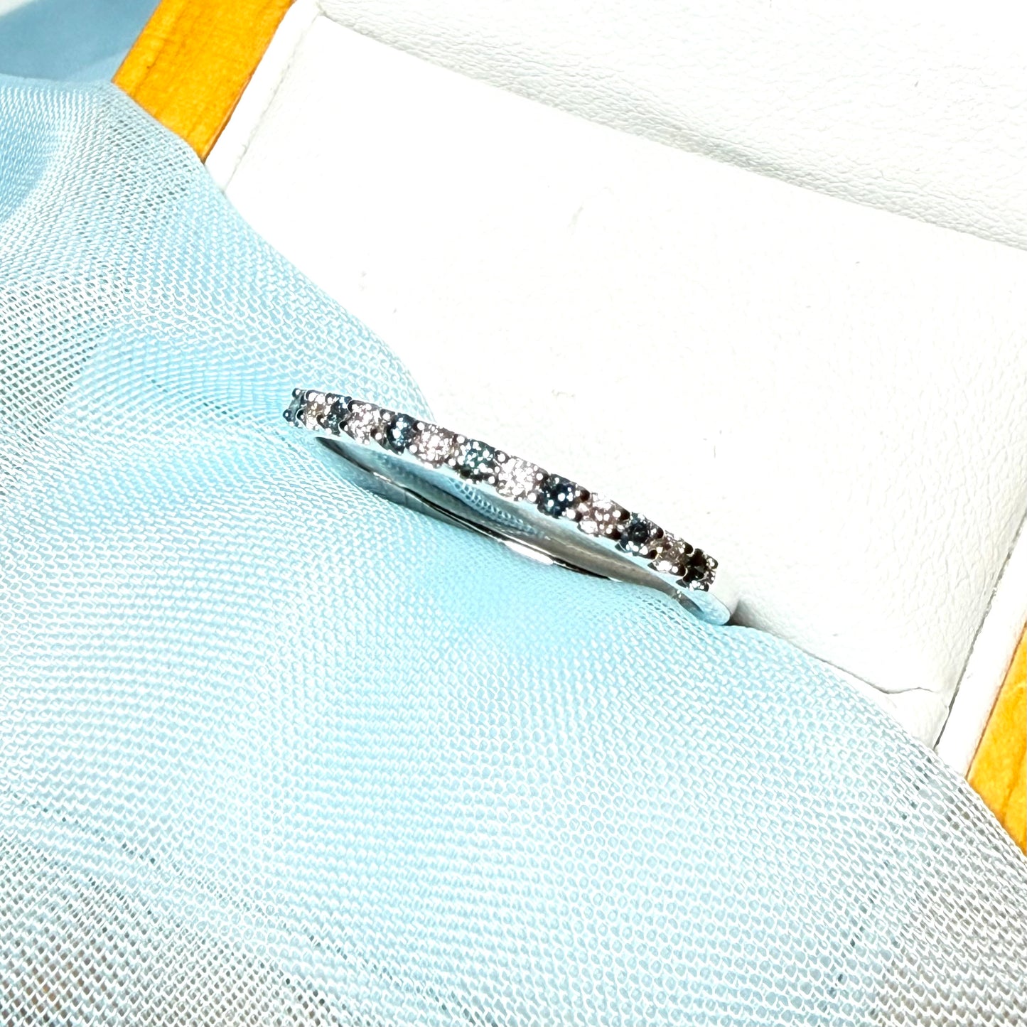 Real blue diamond eternity ring white gold