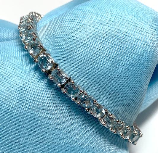 Real blue topaz bracelet oval sterling silver