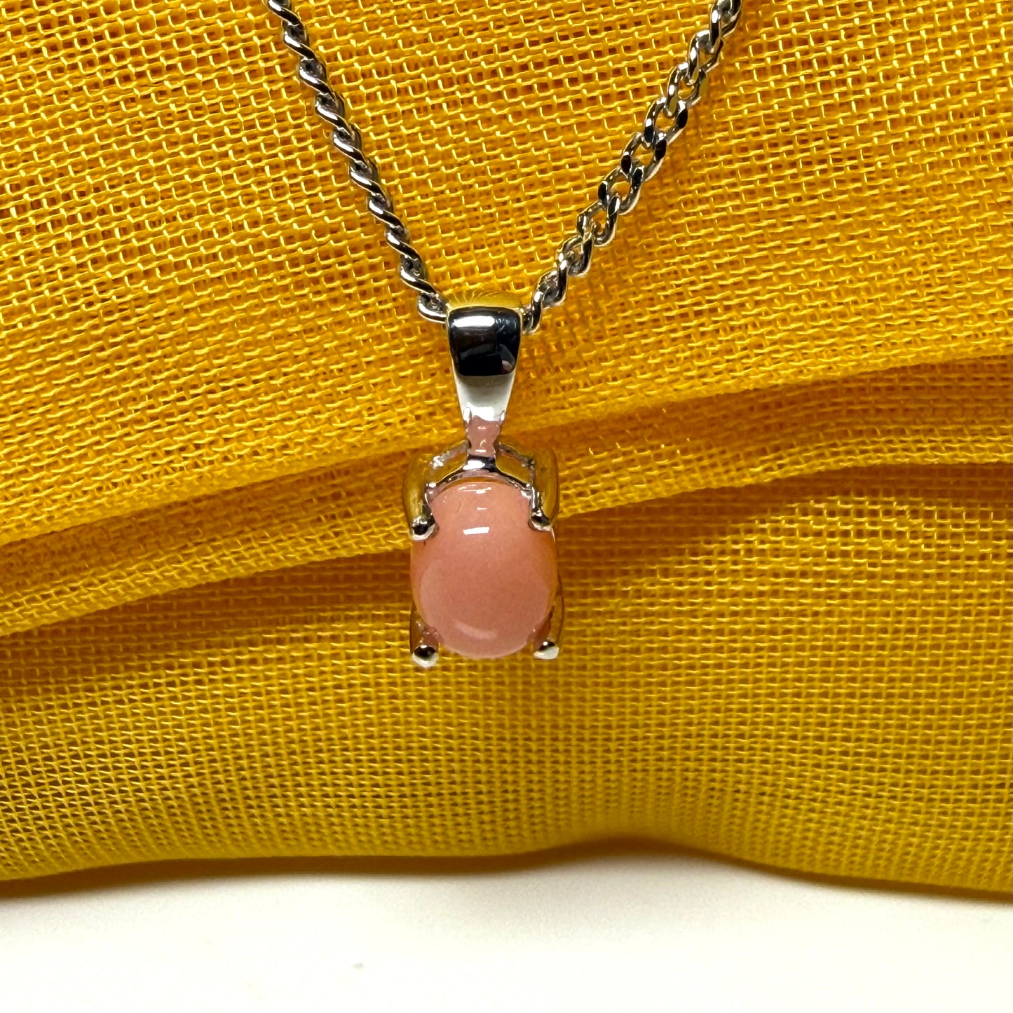 Real coral white gold oval necklace pendant oval shaped