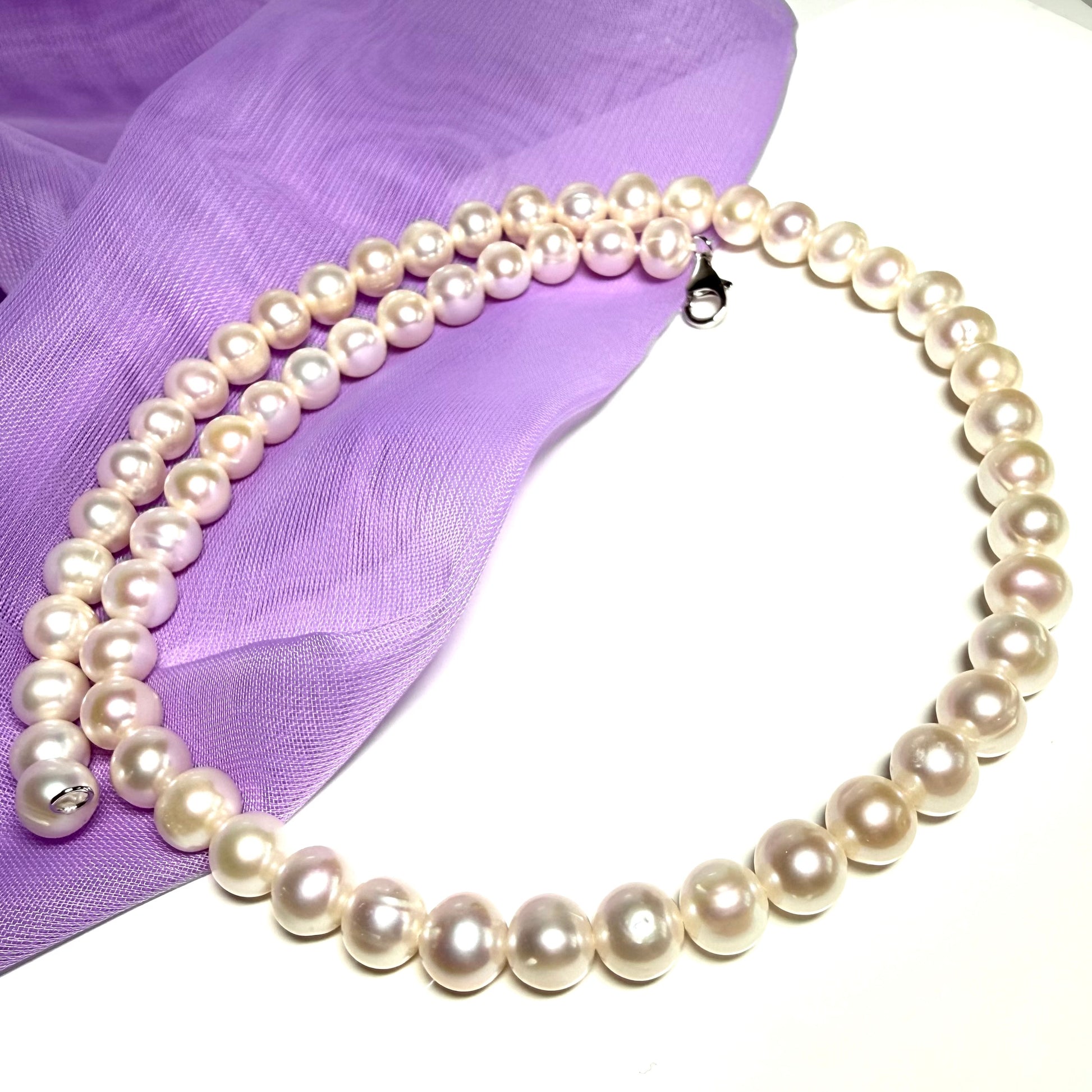 Real freshwater cultured pearl single row necklace uniform 7 mm round pearls