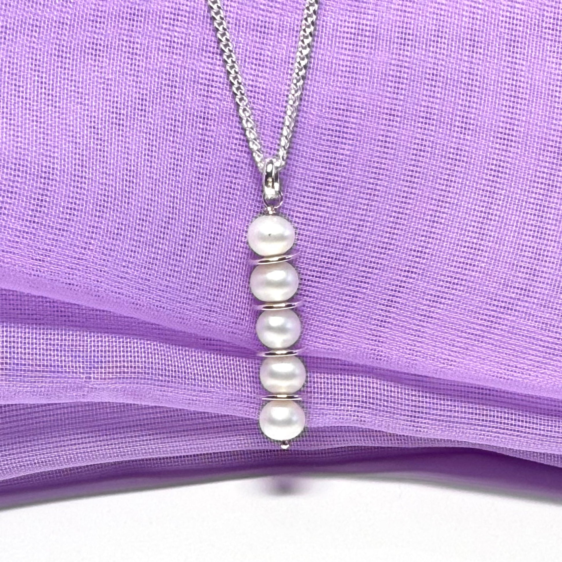 Real freshwater pearl necklace round long pendant sterling silver