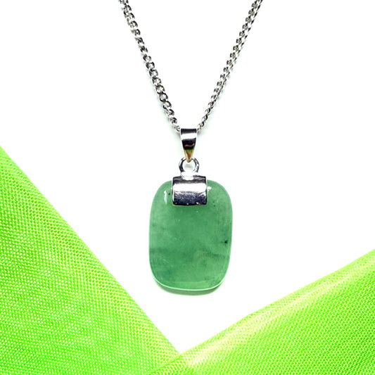 Real green jade necklace cushion shape stone sterling silver, a simply beautiful gorgeous pendant