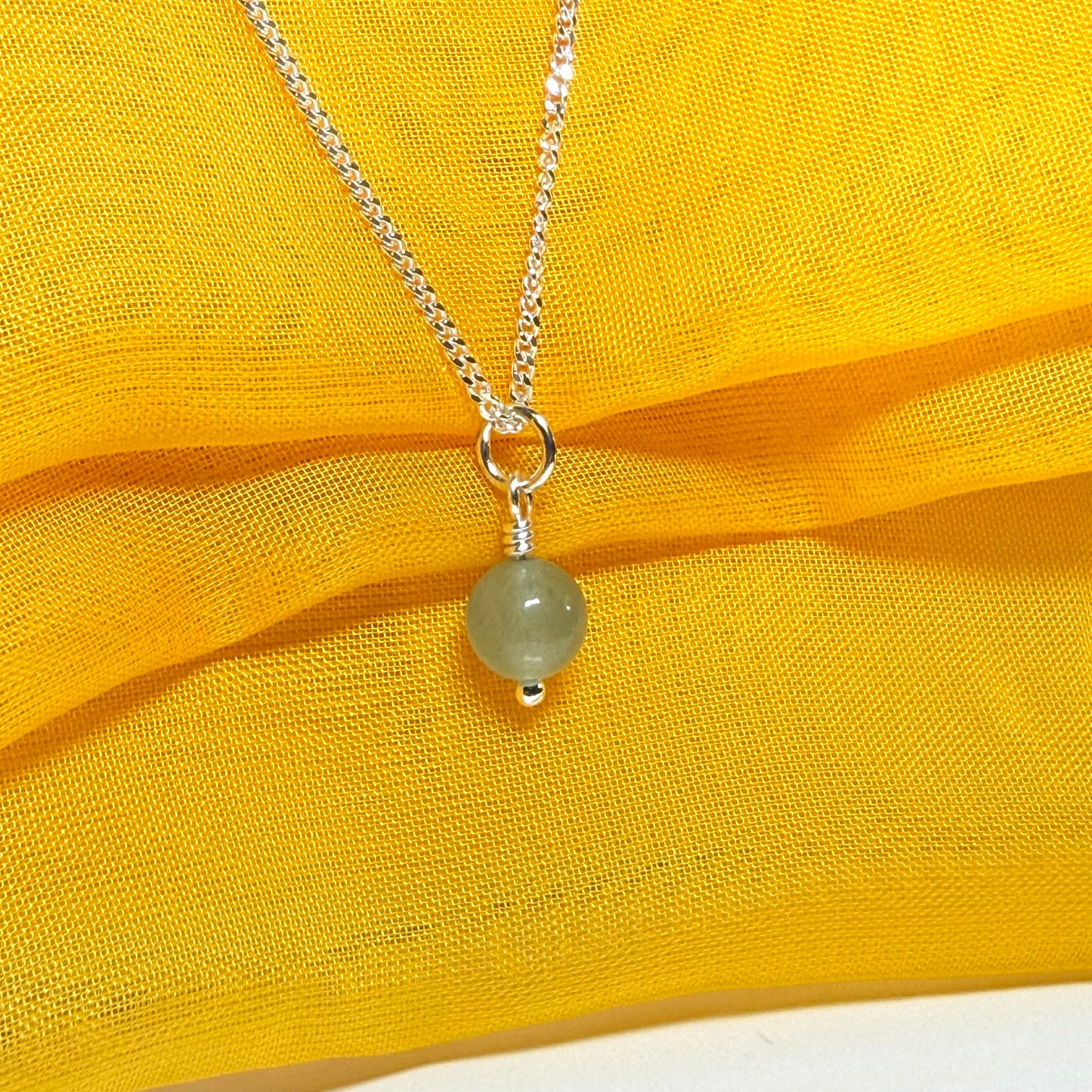 Real jade necklace round ball shaped light green pendant