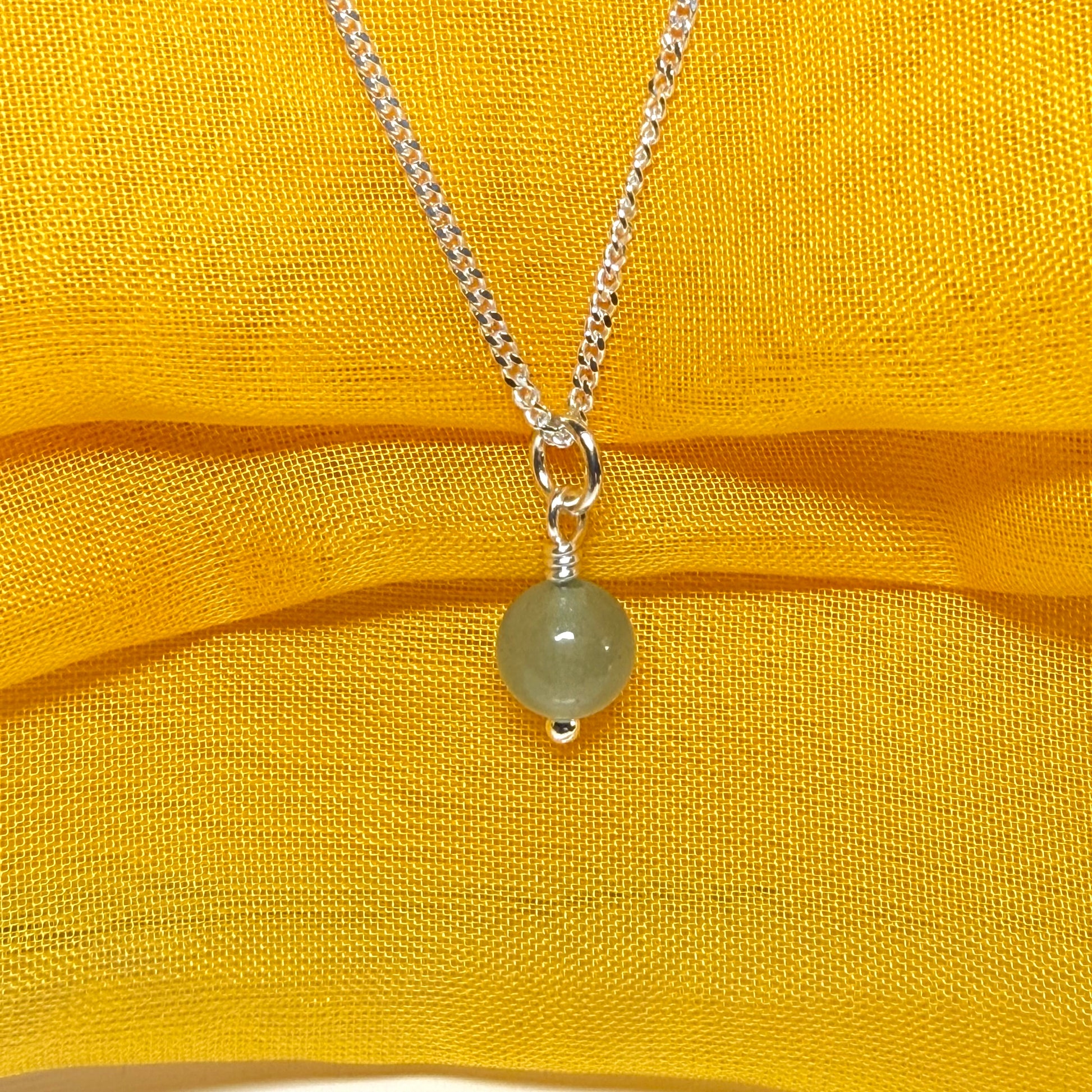 Real jade necklace round ball shaped light green pendant