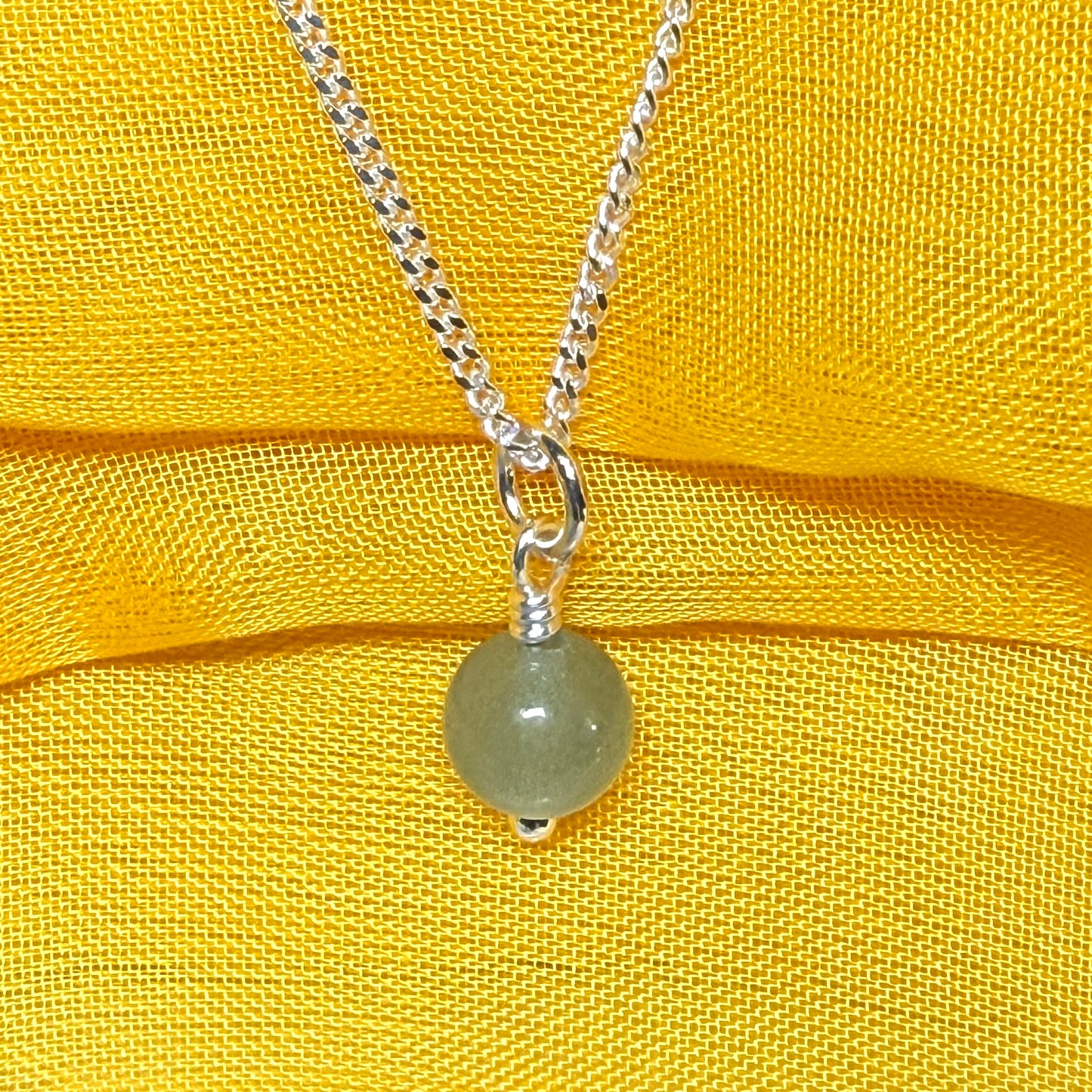 Real jade necklace round ball shaped light green pendant