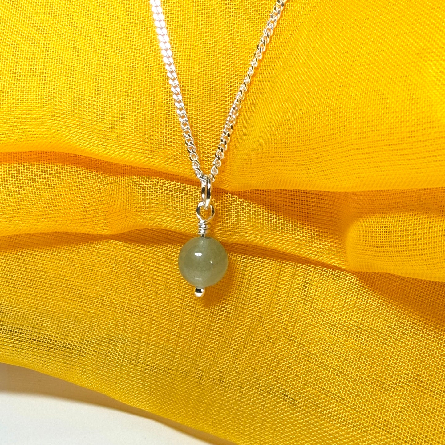 Real jade necklace round ball shaped light green pendant