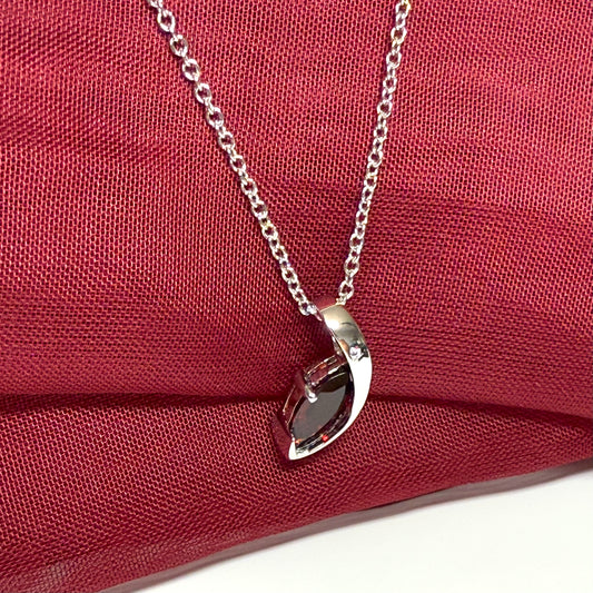 Real red garnet necklace fancy marquise shaped stone
