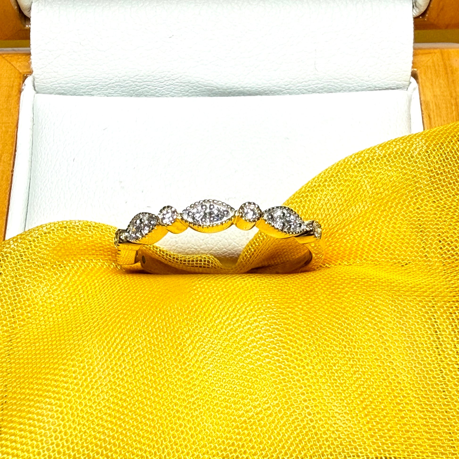 Real round cut diamond eternity ring yellow gold 17 points