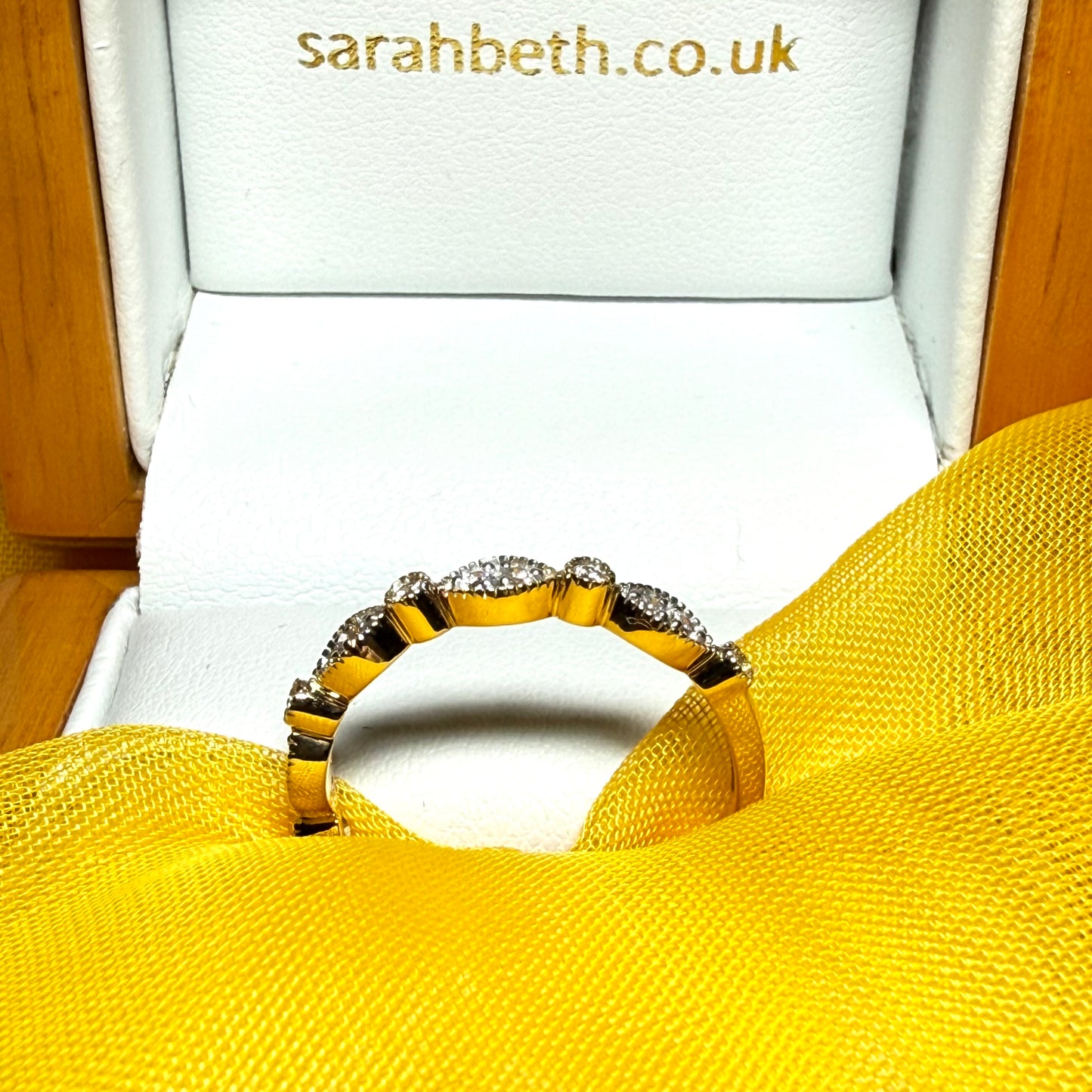 Real round cut diamond eternity ring yellow gold 17 points