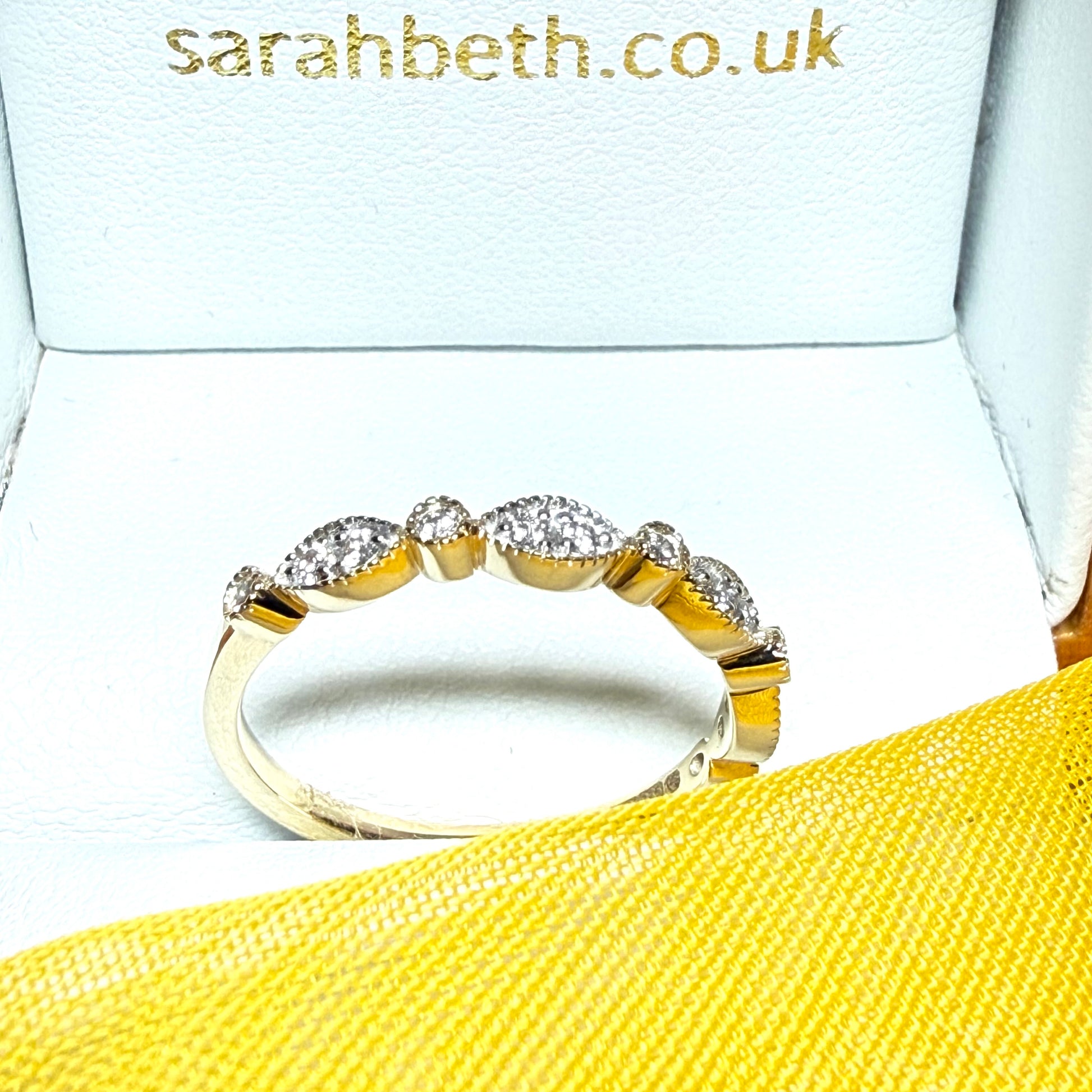 Real round cut diamond eternity ring yellow gold 17 points