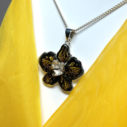 Real amber flower necklace sterling silver