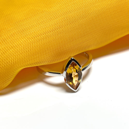 Real citrine fancy dress ring sterling silver