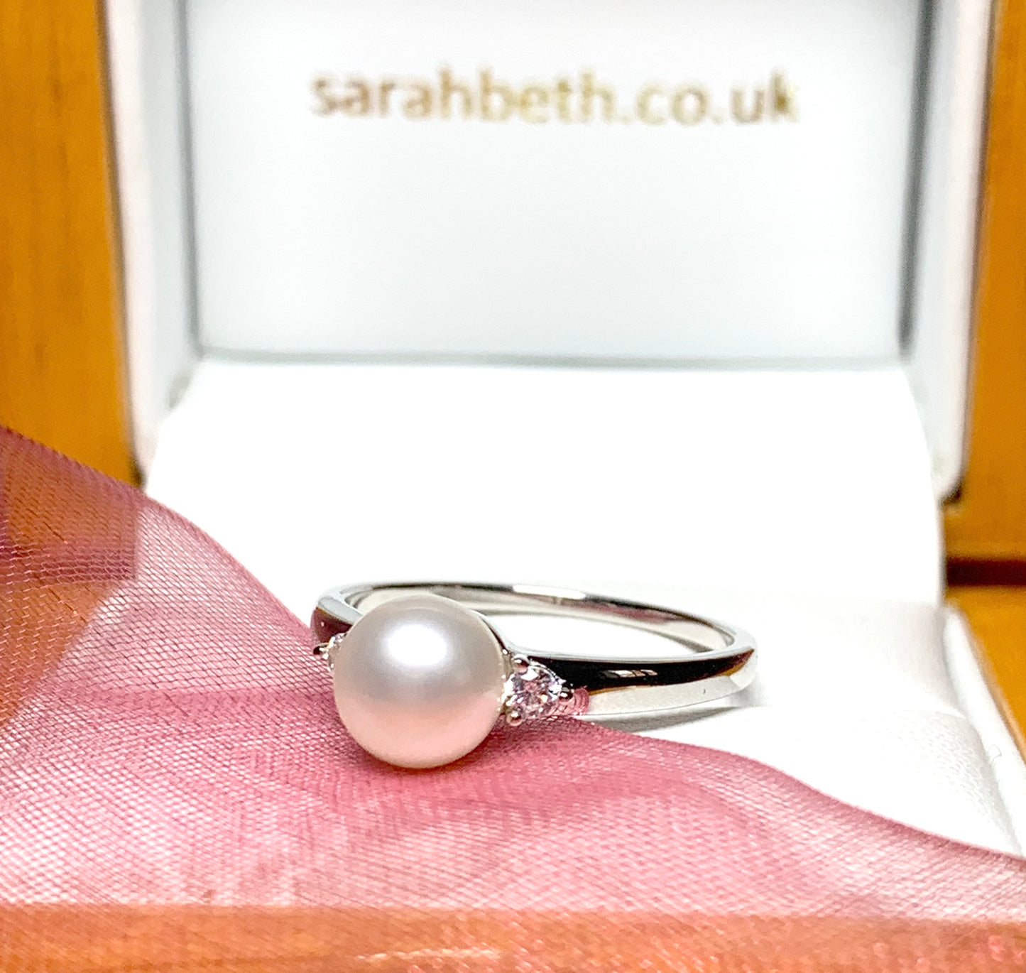 Real cultured pearl and cubic zirconia round dress trilogy ring sterling silver