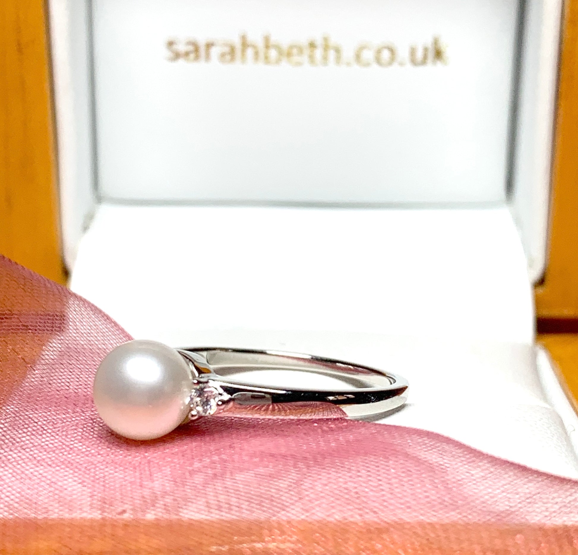 Real cultured pearl and cubic zirconia round dress trilogy ring sterling silver