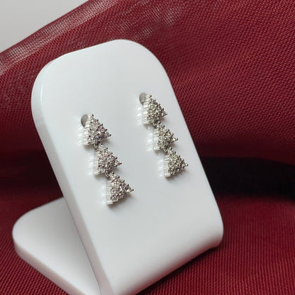 Real diamond drop earrings white gold triangle shaped