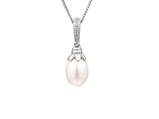 Real freshwater pearl flower petal sterling silver drop necklace pendant