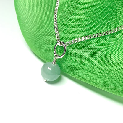 Real green jade necklace round ball shaped green pendant