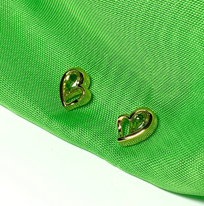 Real green peridot heart shaped stud earrings sterling silver gilt gold plated