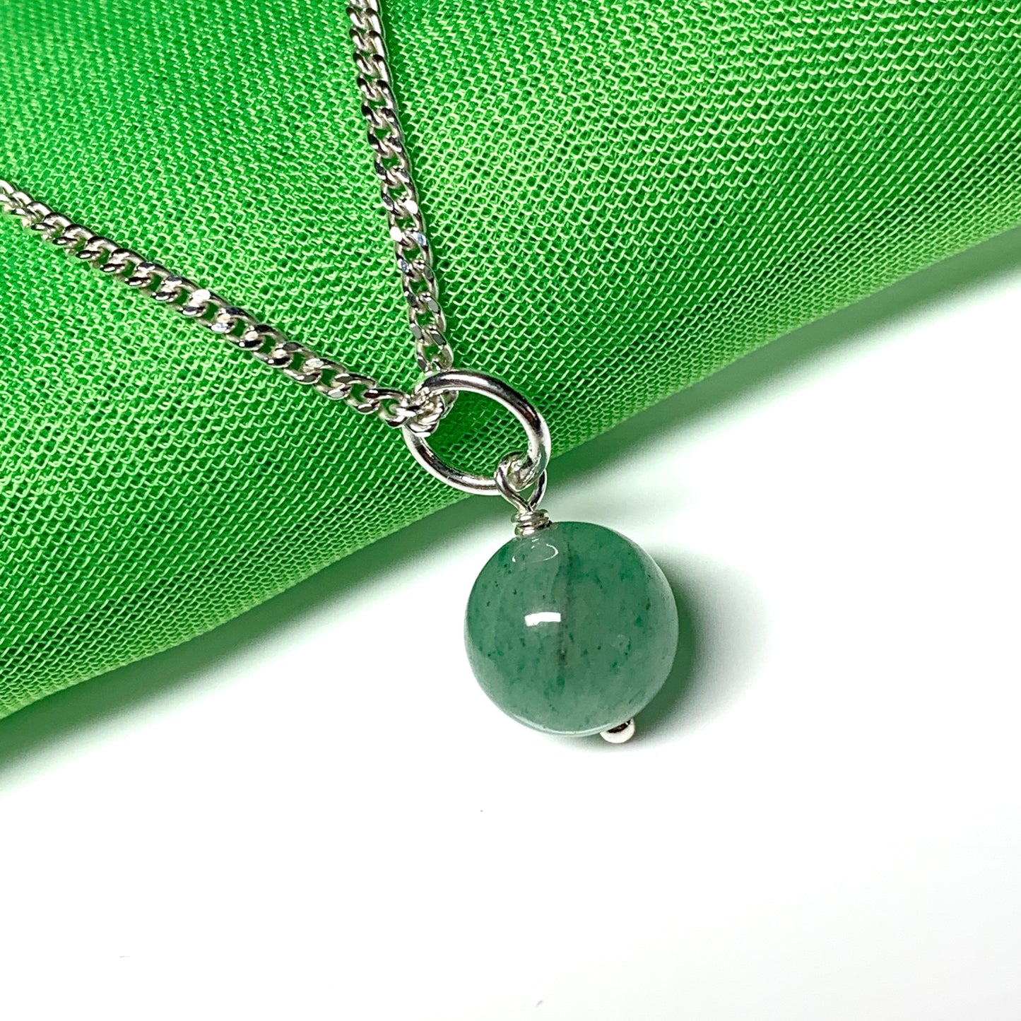 Jade necklace round ball shaped green pendant