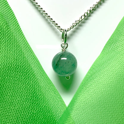 Jade necklace round ball shaped green pendant