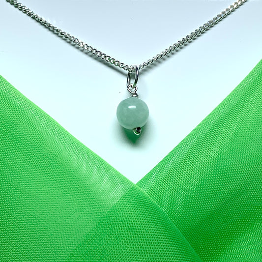 Jade pendant necklace round ball shaped green