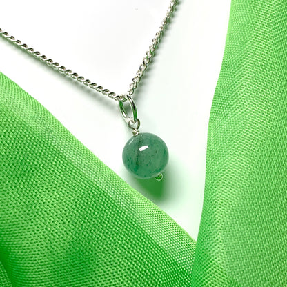 Jade necklace round ball shaped green pendant