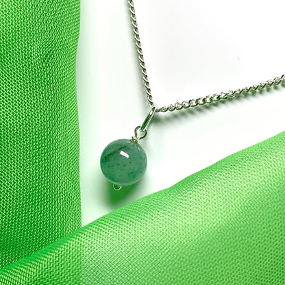 Jade necklace round ball shaped green pendant