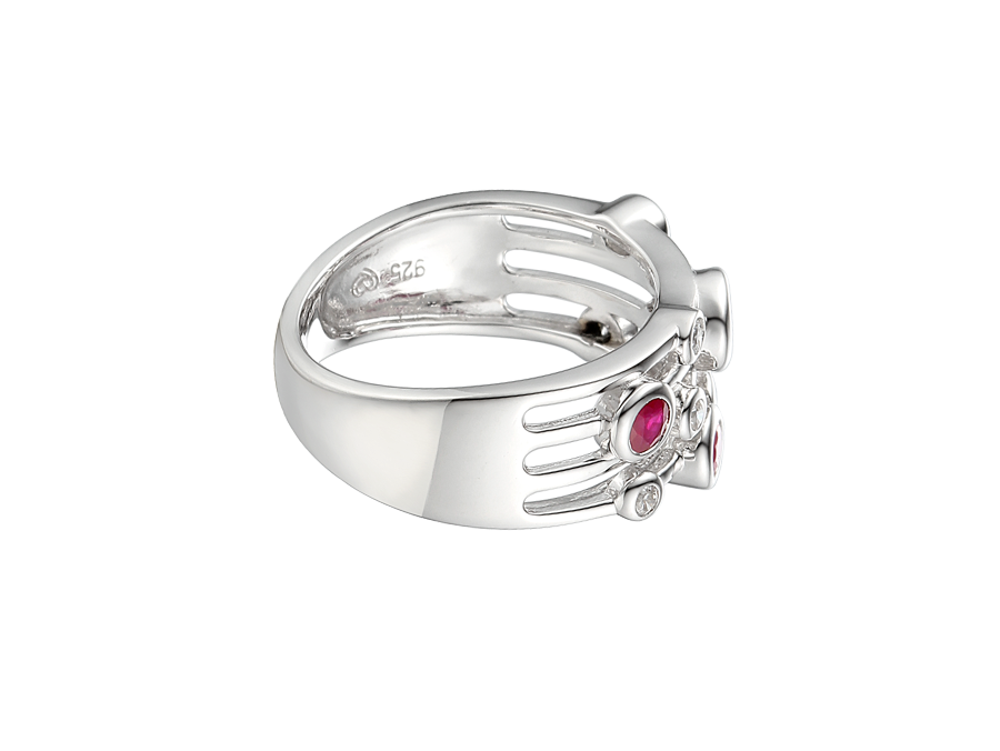 Real red ruby and cubic zirconia Fantasize cocktail dress ring