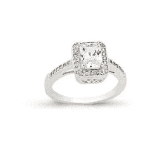 Rectangular Ladies Silver Cluster Ring