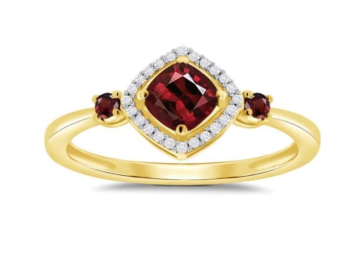 Red Brown Garnet And Diamond Yellow Gold Cluster Ring