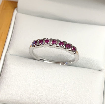 Real red ruby eternity ring white gold