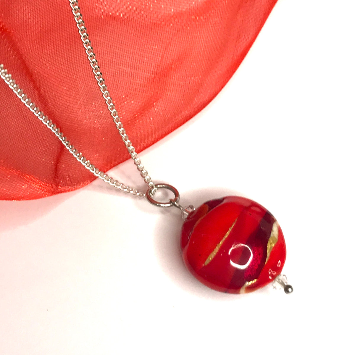 Red Gold Murano Gold Bead Necklace