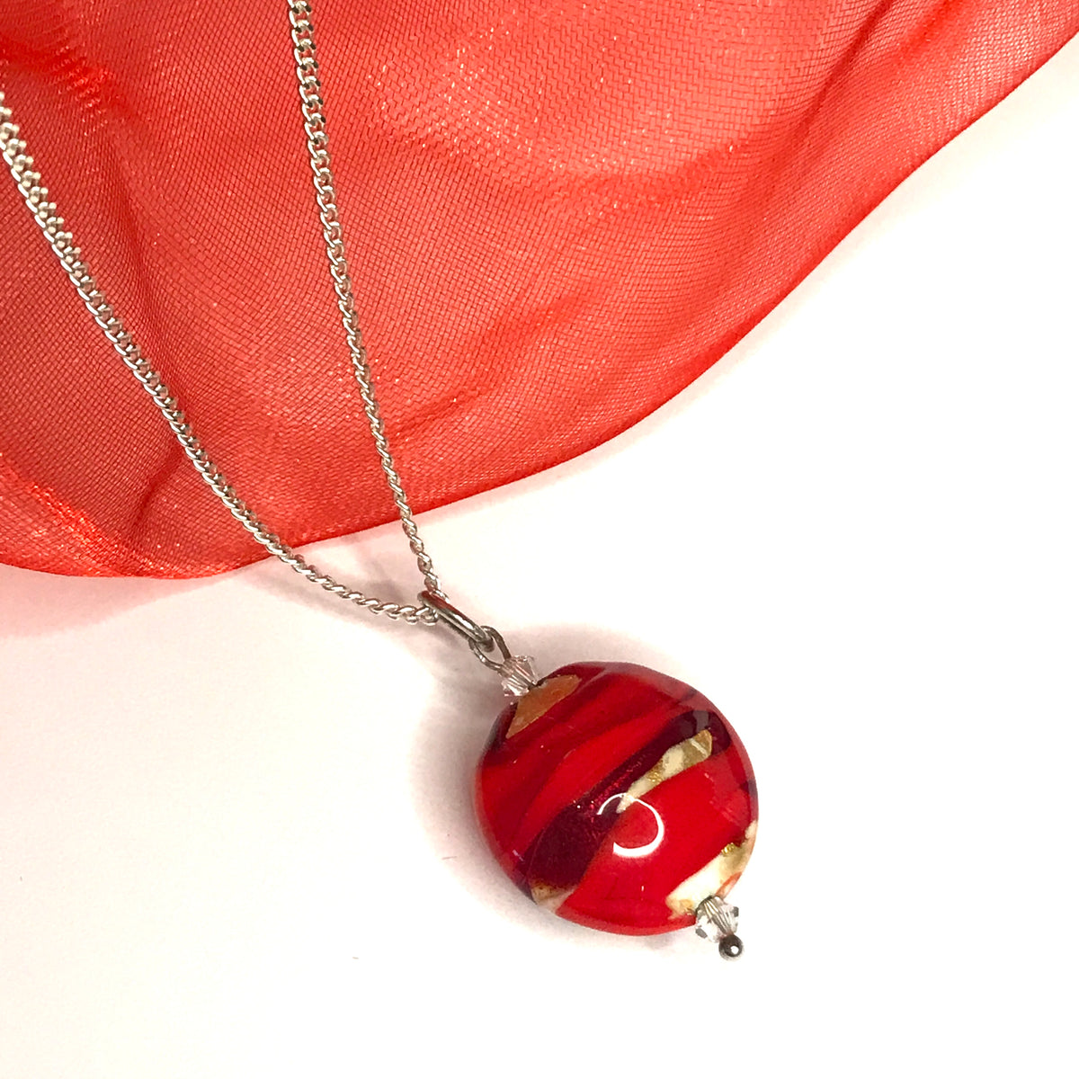 Red Gold Murano Gold Bead Necklace
