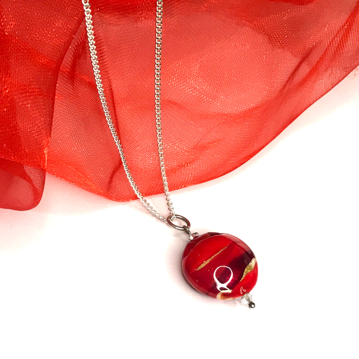 Red Gold Murano Gold Bead Necklace