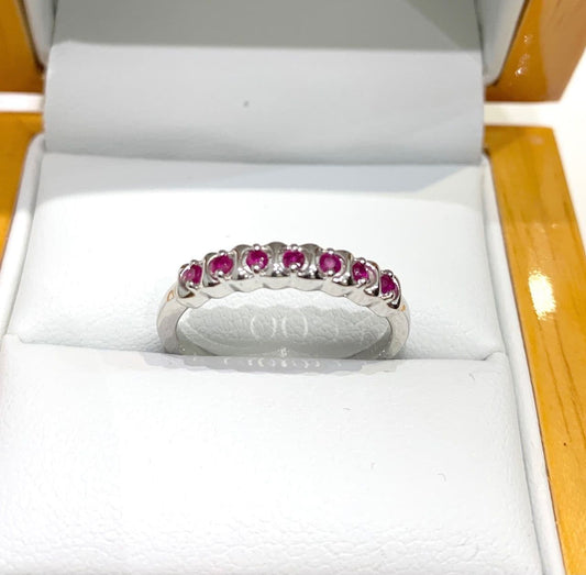 Real red ruby eternity ring white gold