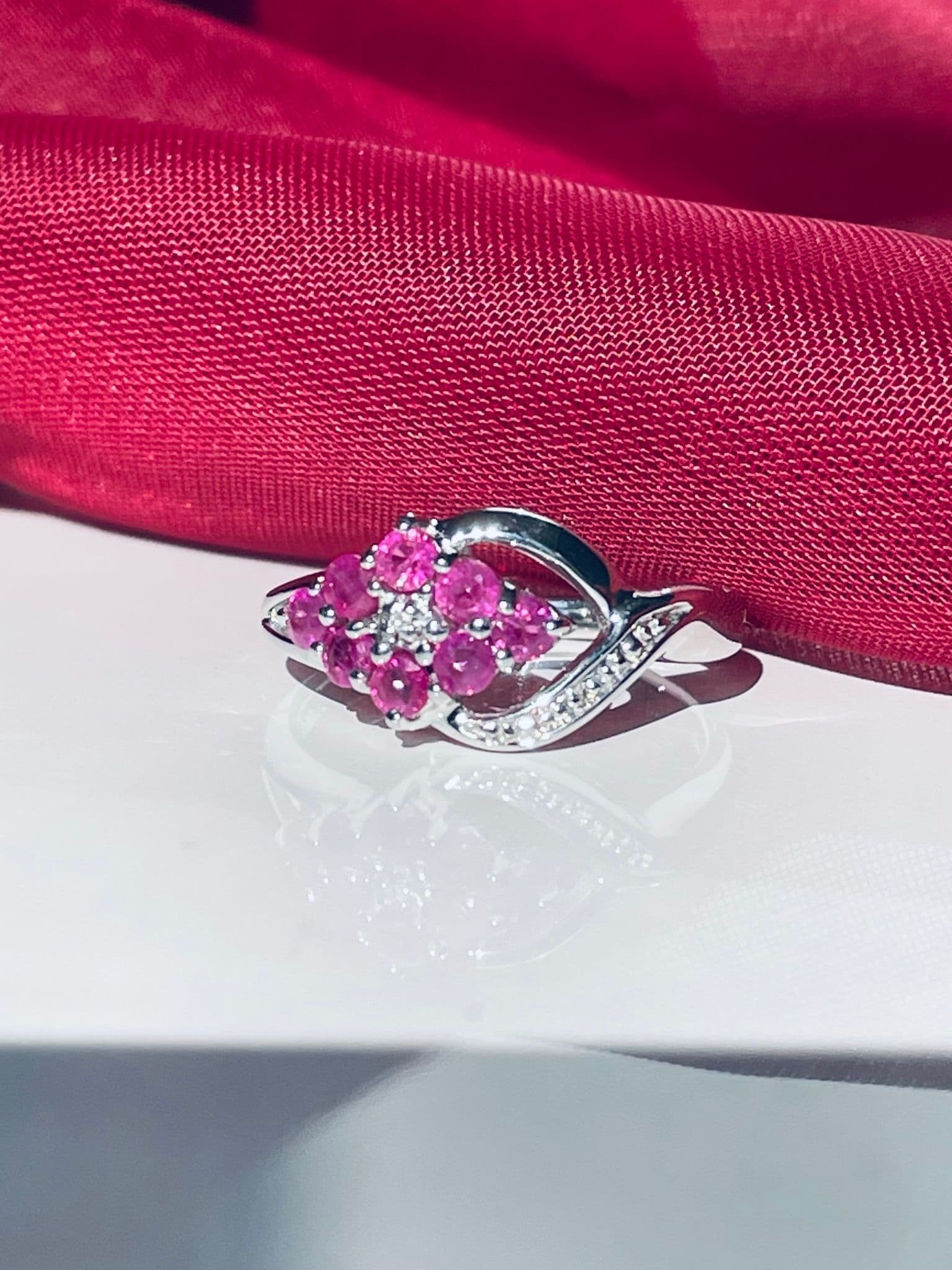 Sterling silver ruby on sale and diamond ring