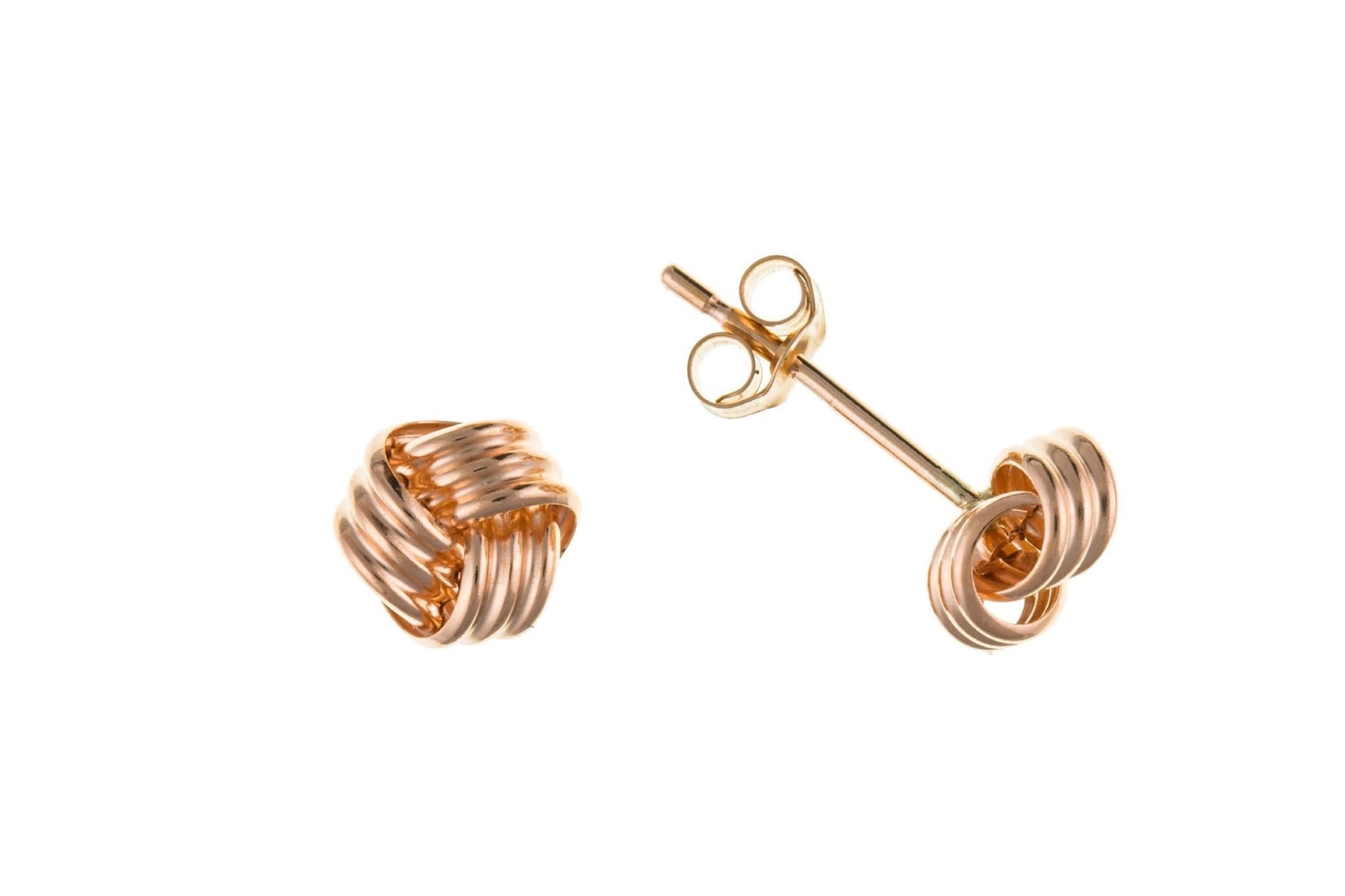 Rose Gold Knot Round Stud Earrings